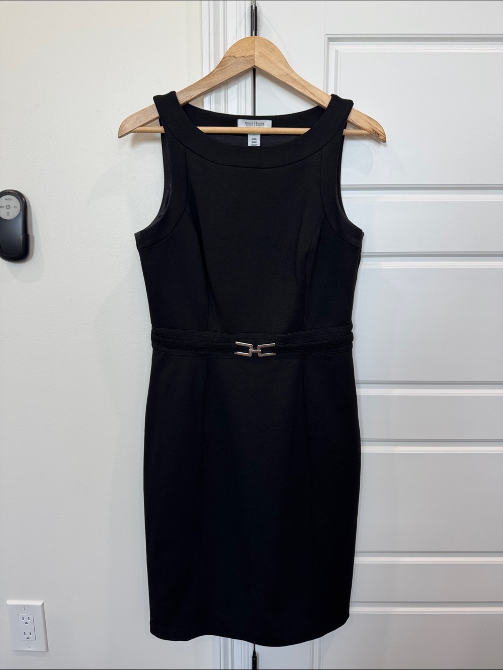 White House Black Market Women’s Little Black Midi Belted Dress, size 8
